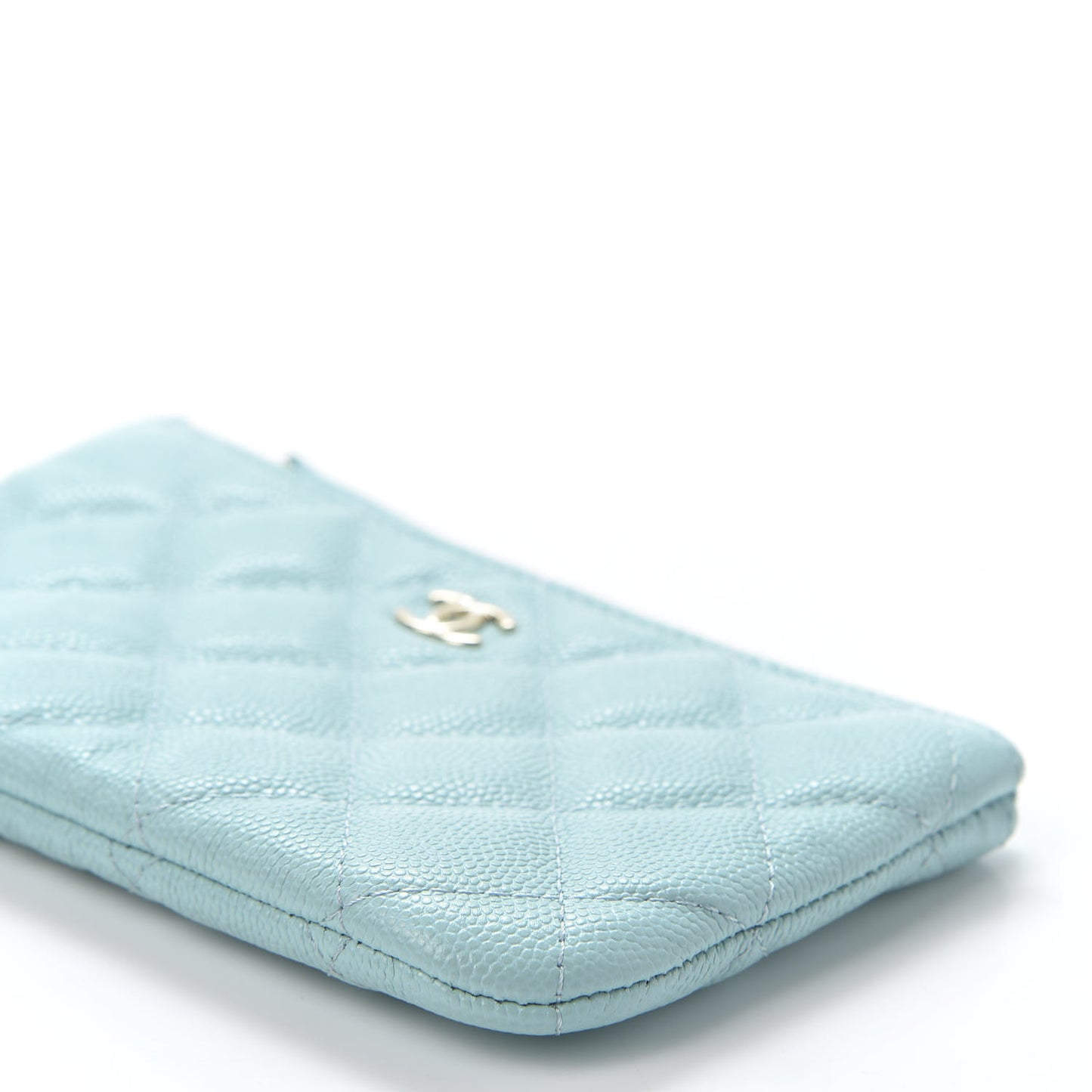 Caviar Quilted Small Cosmetic Case Light Blue
