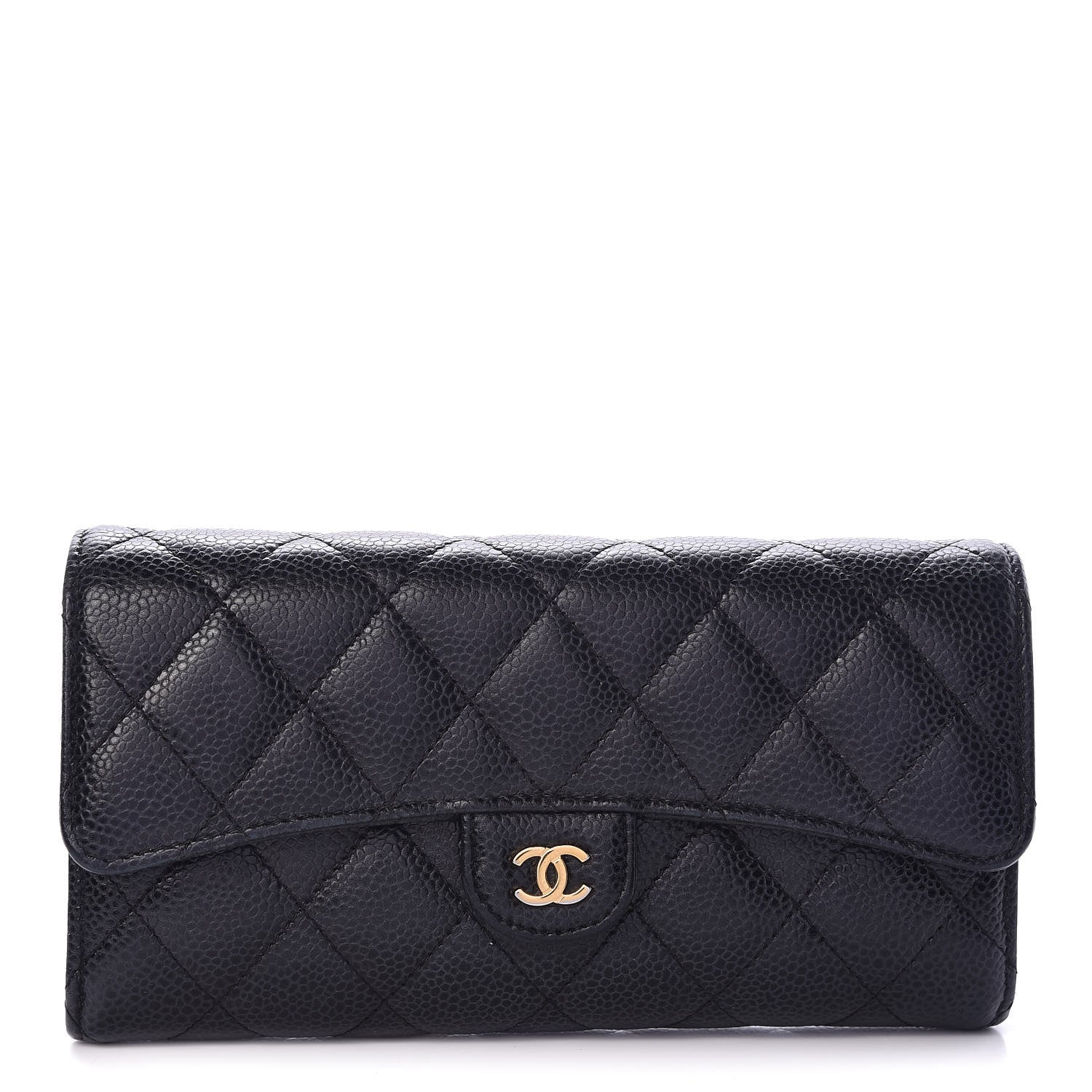 Chanel Caviar Quilted Large Gusset Flap Wallet Black 1 of 10