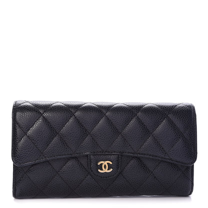 Chanel Caviar Quilted Large Gusset Flap Wallet Black 1 of 10
