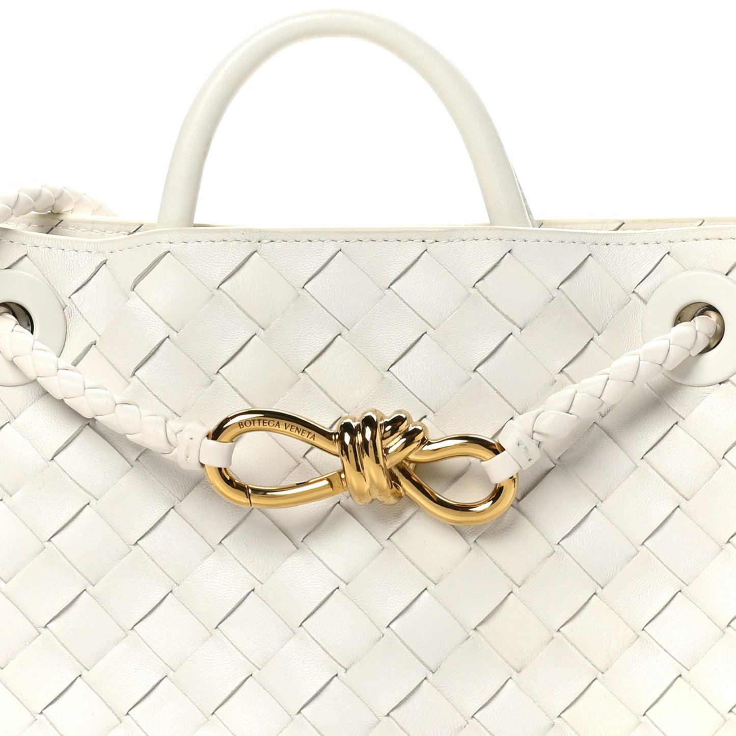 Nappa Intrecciato Small Andiamo Shoulder Bag White