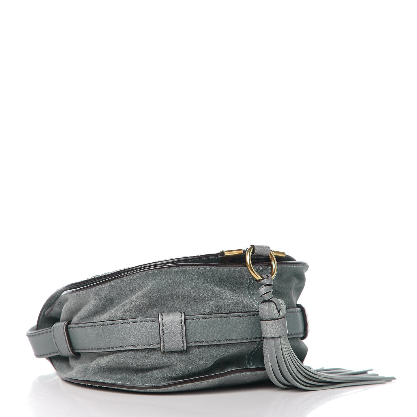 Suede Calfskin Braided Mini Marcie Round Crossbody Bag Cloudy Blue