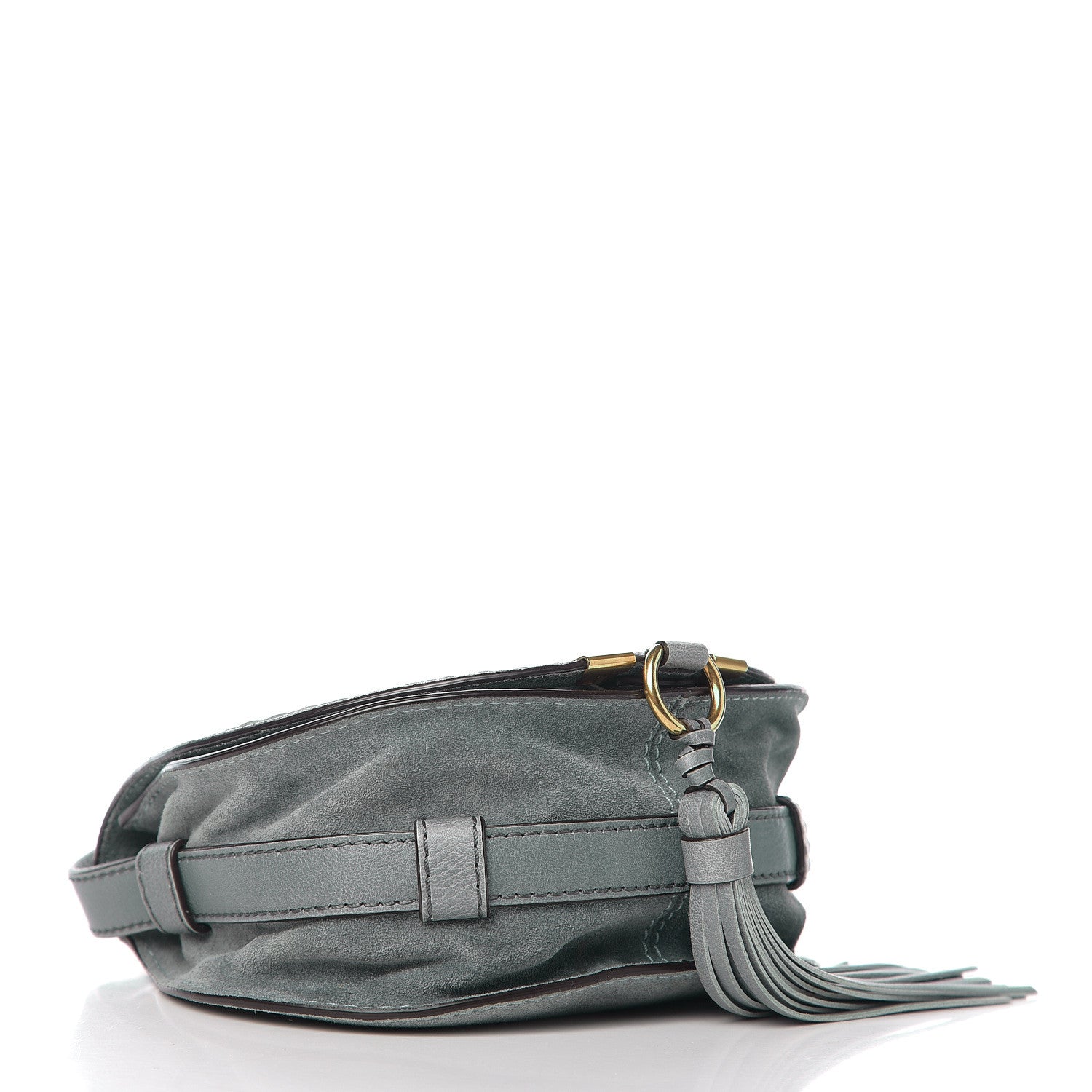 Chloe Suede Calfskin Braided Mini Marcie Round Crossbody Bag Cloudy Blue 3 of 8