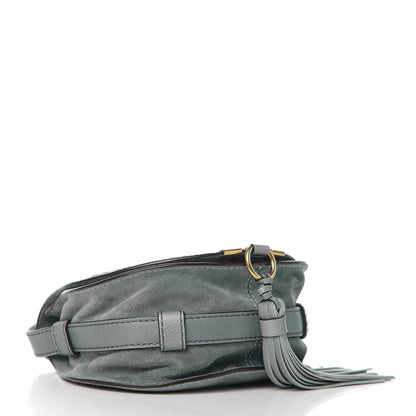 Chloe Suede Calfskin Braided Mini Marcie Round Crossbody Bag Cloudy Blue 3 of 8