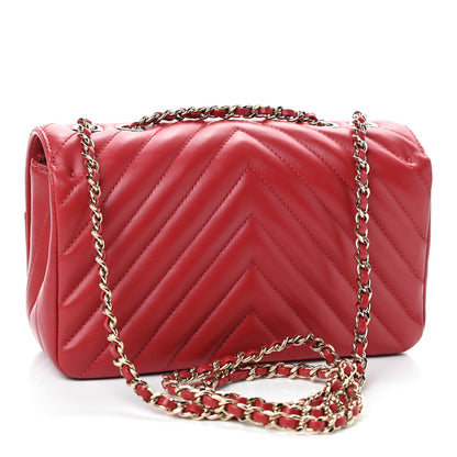 Chanel Calfskin Chevron Quilted Mini Statement Flap Red 3 of 9
