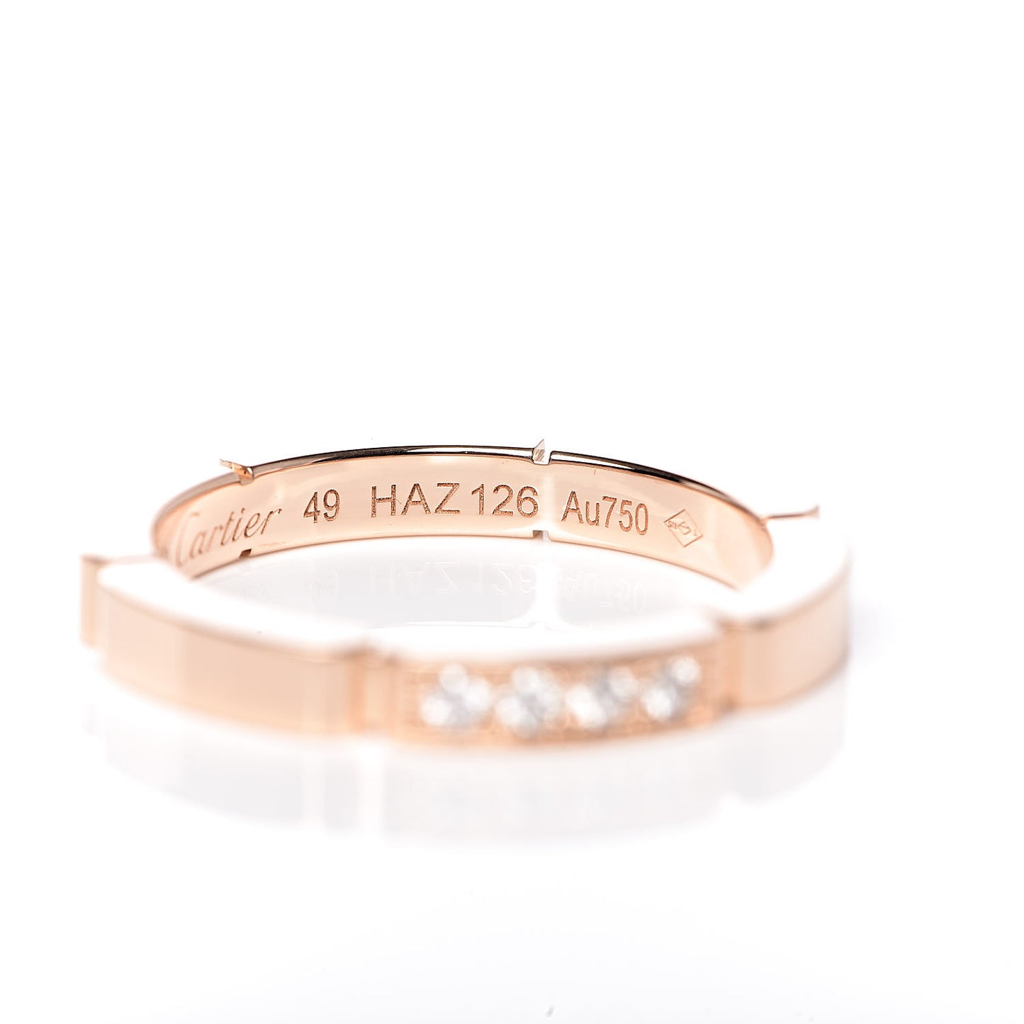 18K Pink Gold Diamond Maillon Panthere Wedding Band Ring 49 4.75