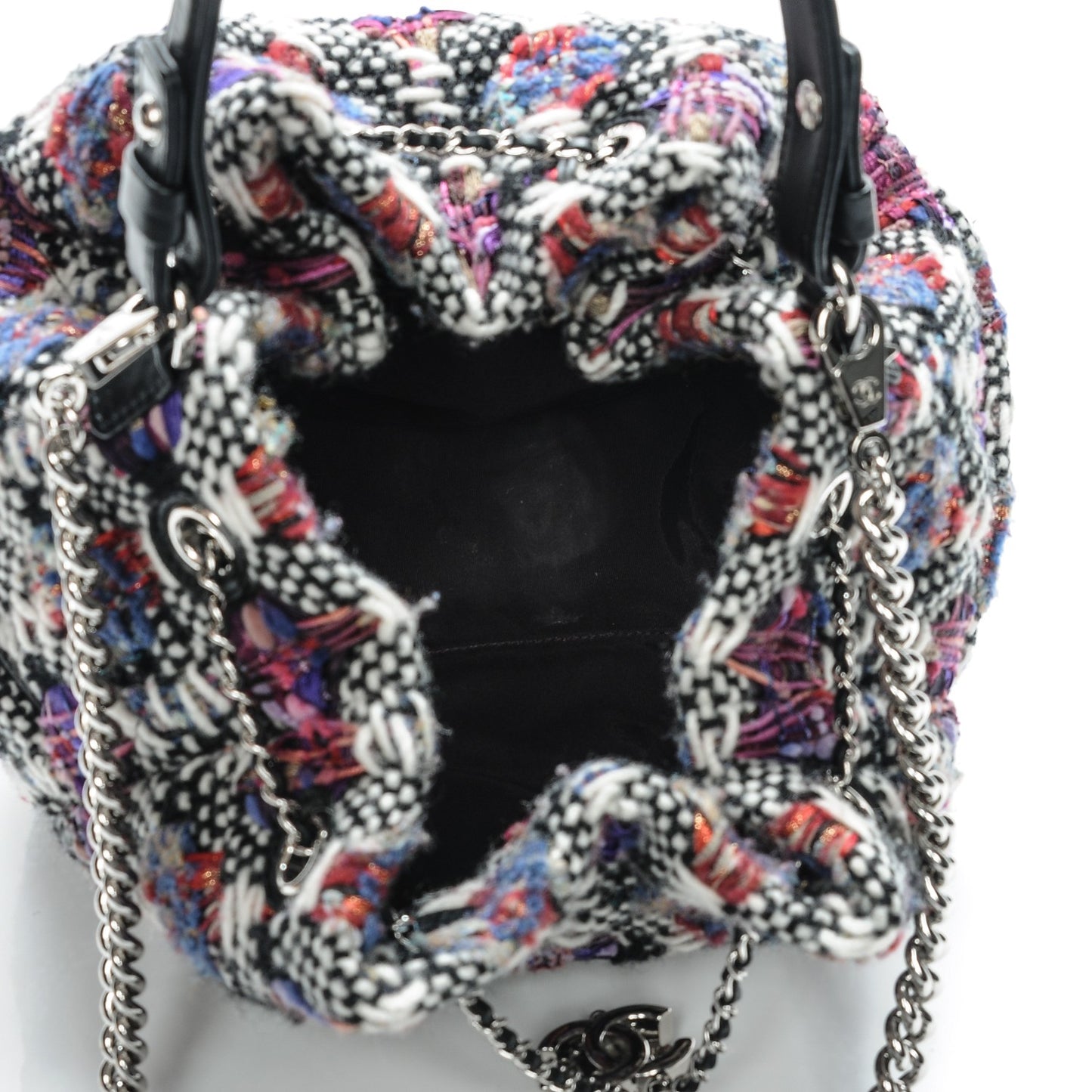 Tweed Lambskin Medium CC Chain Drawstring Tote Multicolor