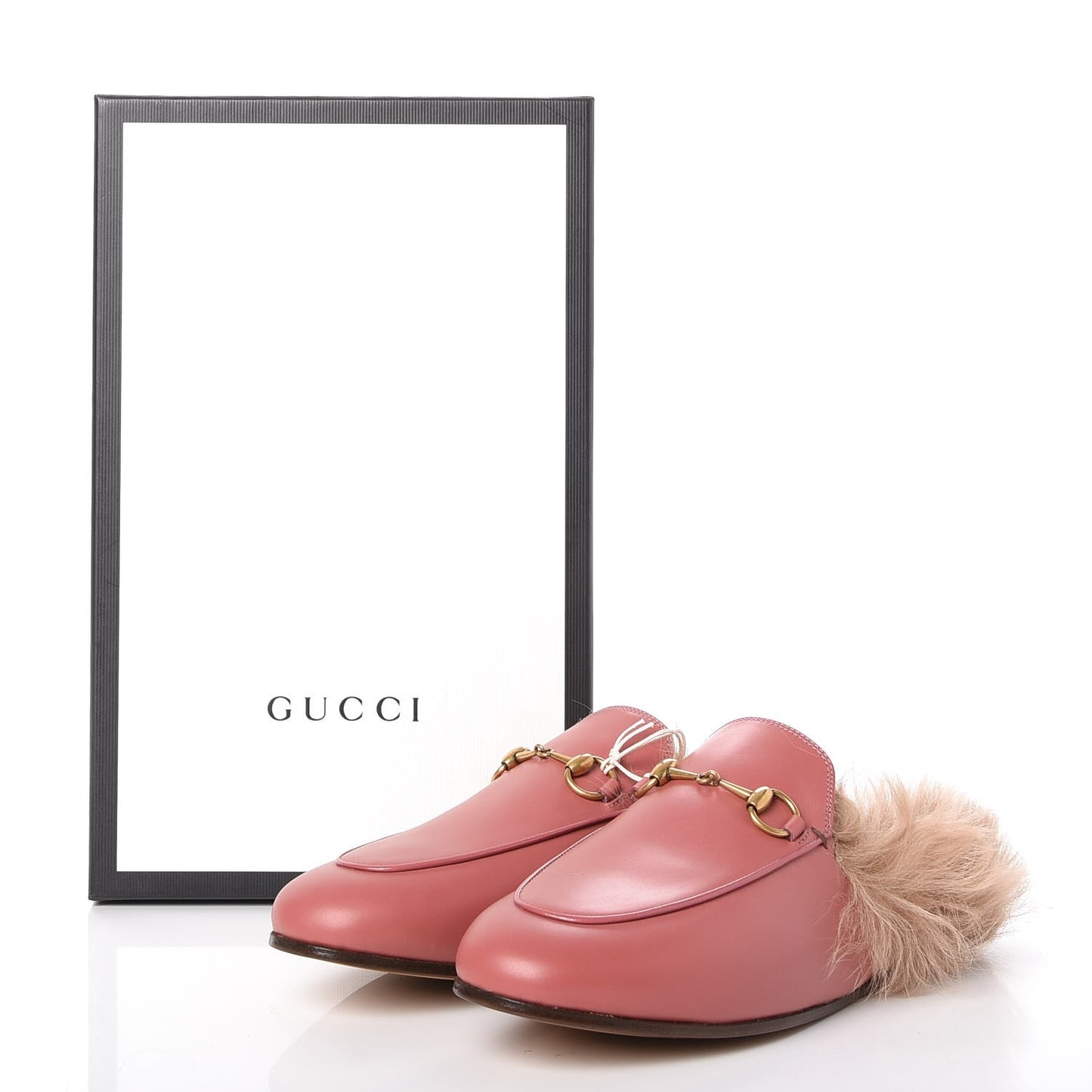 Calfskin Fur Womens Princetown Slippers 38.5 Lipstick Rose Natural