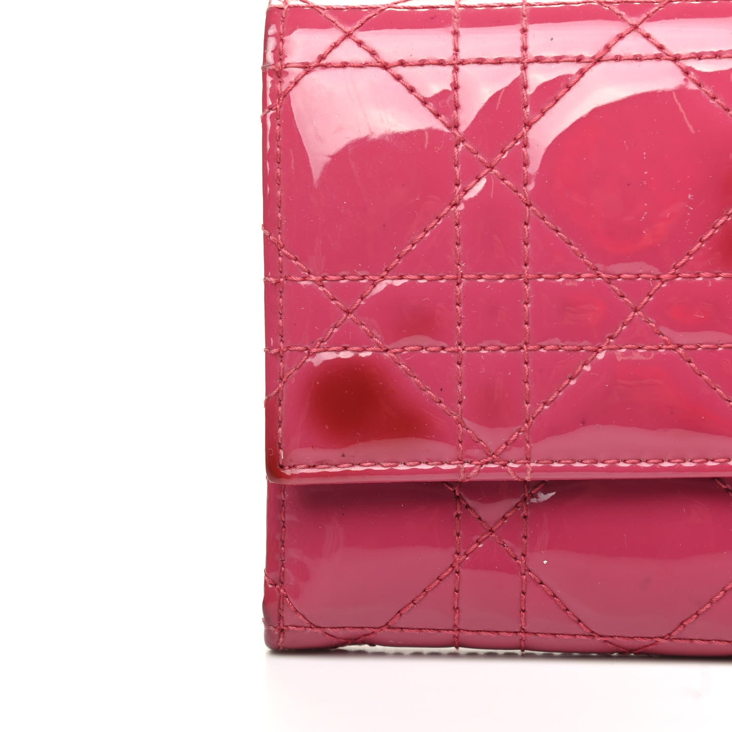 Christian Dior Patent Cannage Rendezvous Wallet Pink 10 of 12