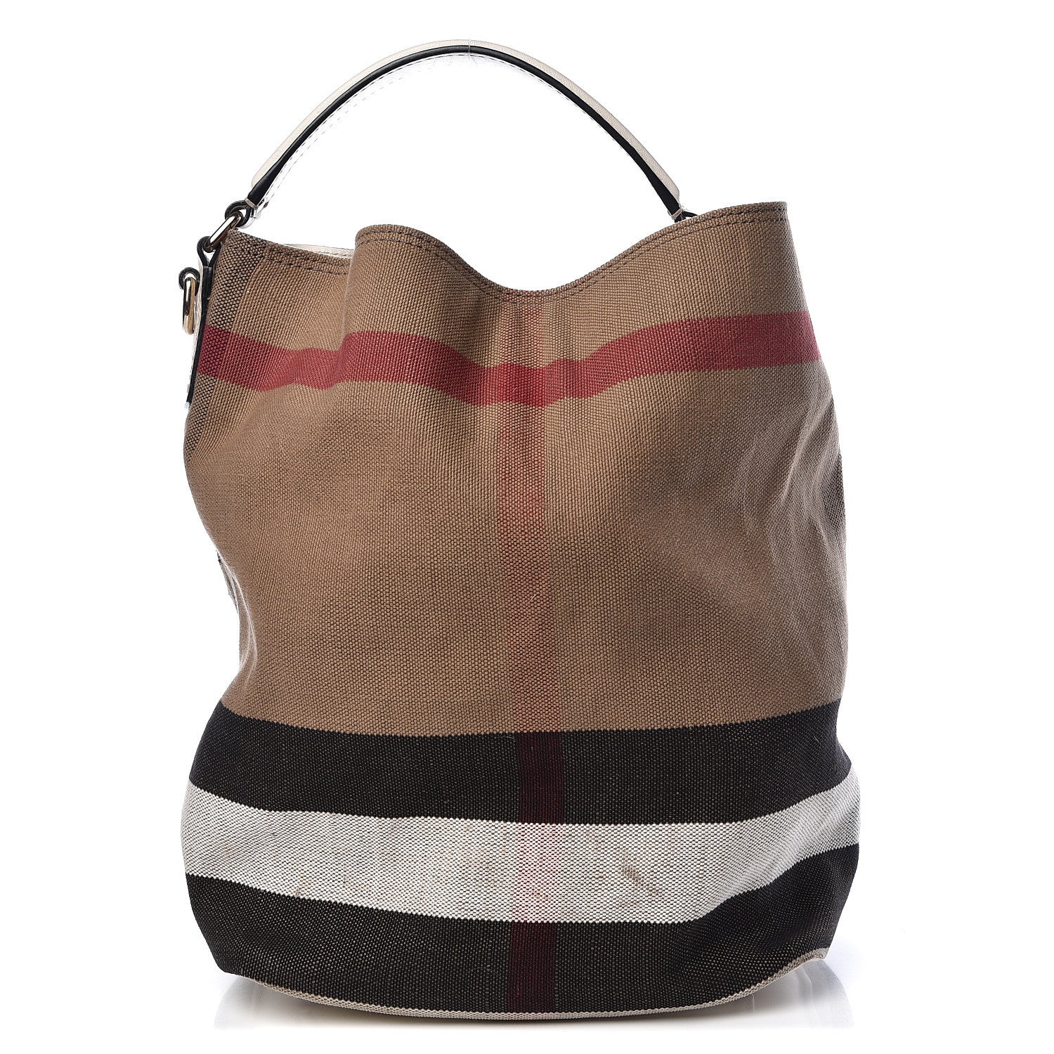 Burberry Canvas Mega Check Medium Ashby Hobo White 1 of 26