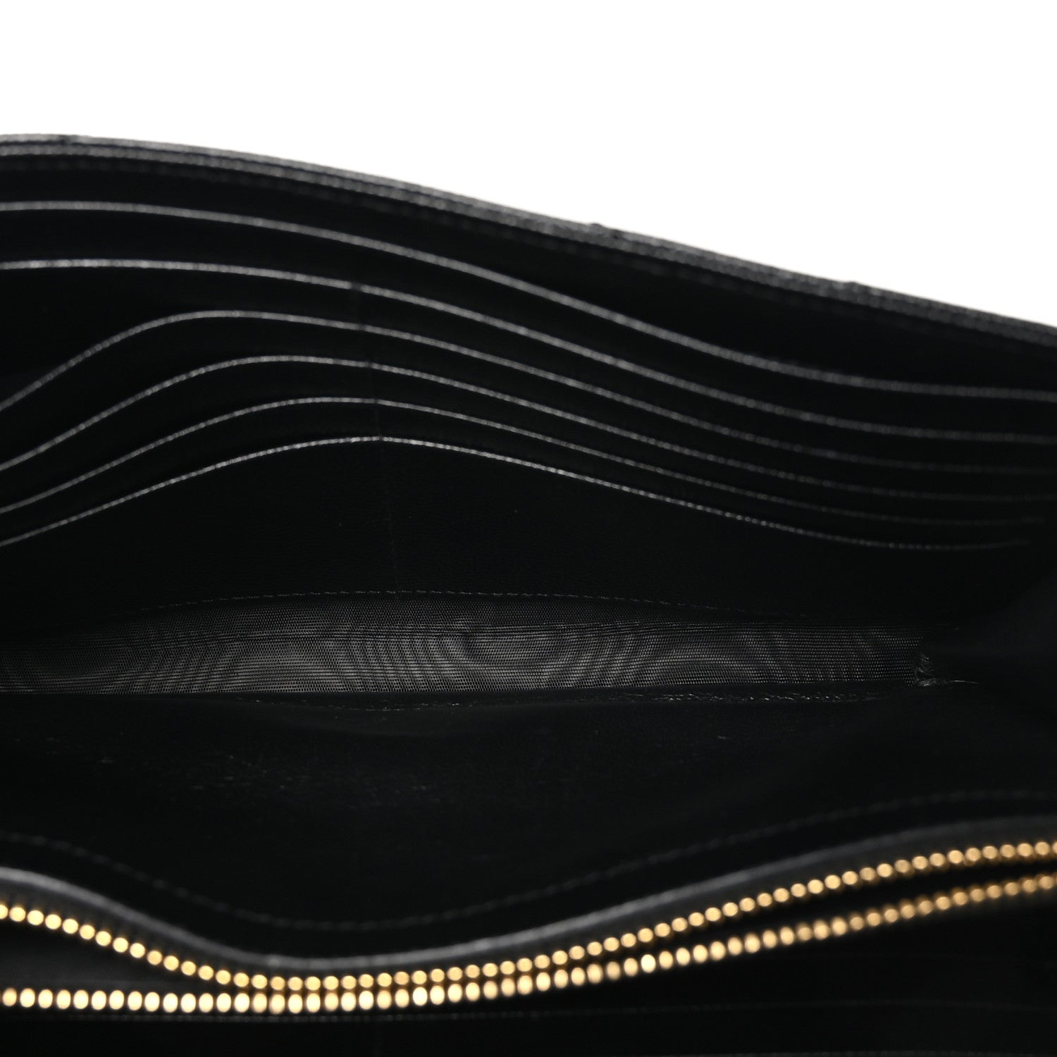 Saint Laurent Grain De Poudre Matelasse Chevron Monogram Chain Wallet Black 6 of 10