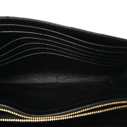 Saint Laurent Grain De Poudre Matelasse Chevron Monogram Chain Wallet Black 6 of 10