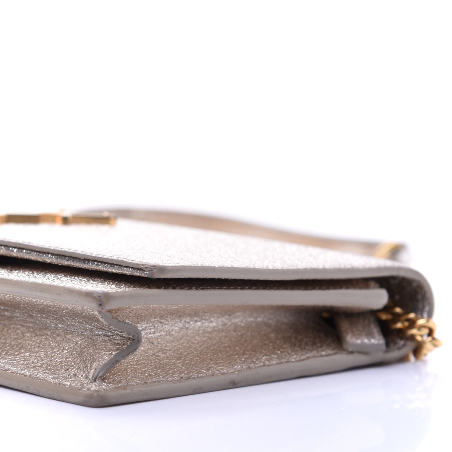 Saint Laurent Metallic Calfskin Kate Monogram Tassel Chain Wallet Gold 7 of 14