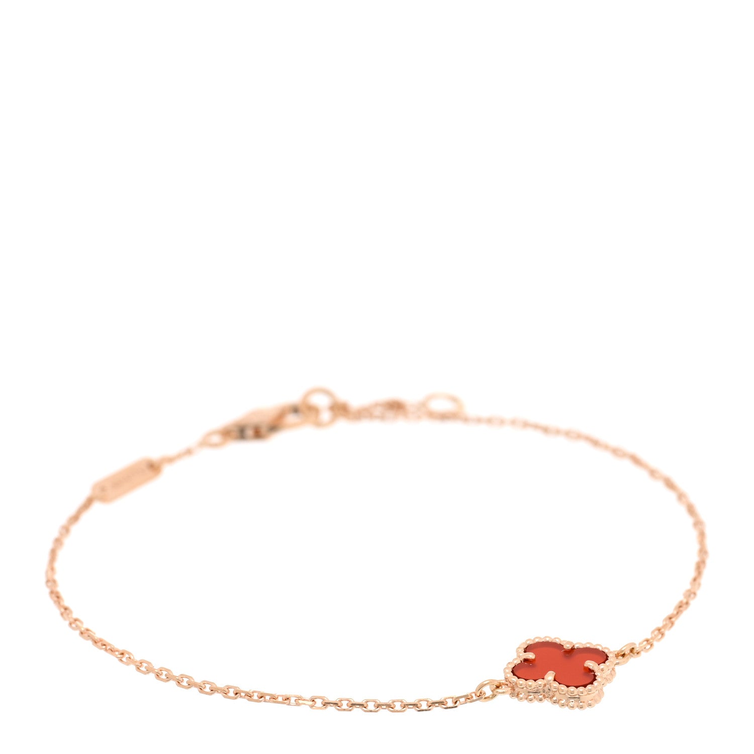 Van Cleef & Arpels 18K Rose Gold Carnelian Sweet Alhambra Bracelet 1 of 4