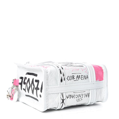 Balenciaga Agneau Arena Graffiti All Over XXS Bazar Shopper Tote White Multicolor 4 of 10