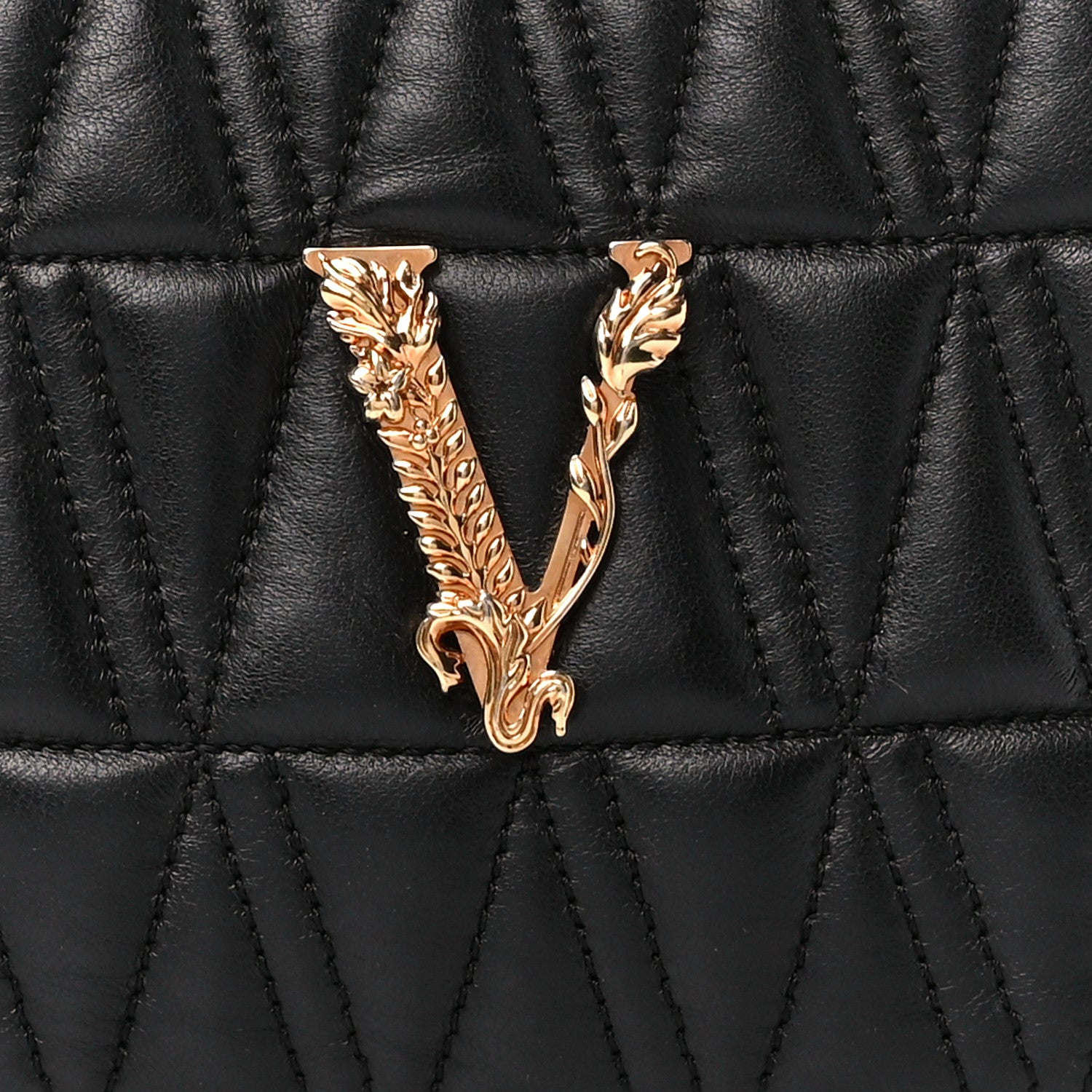 Versace Nappa Quilted Virtus Shoulder Bag Black 9 of 12