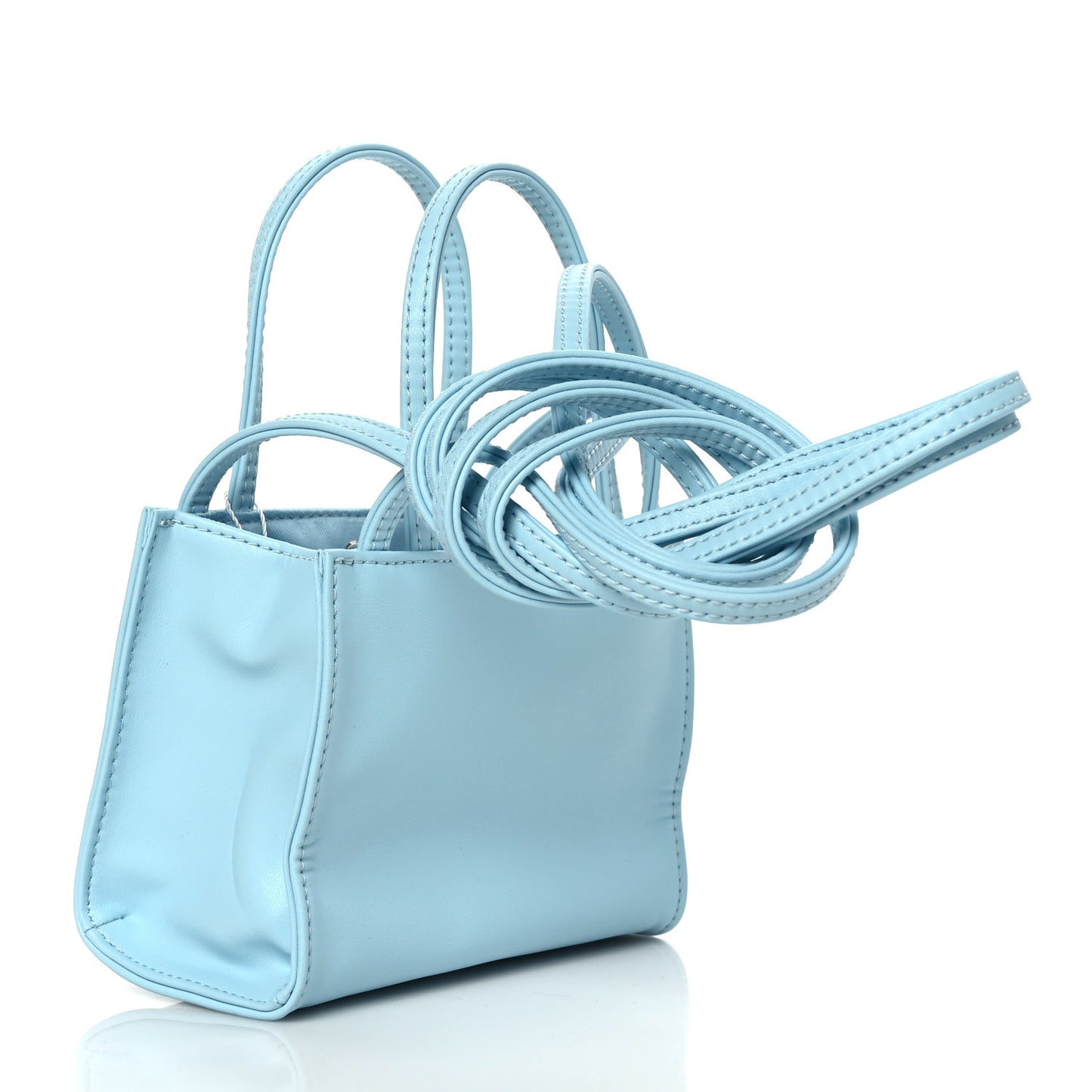 Vegan Leather Small Shopping Bag Pool Blue