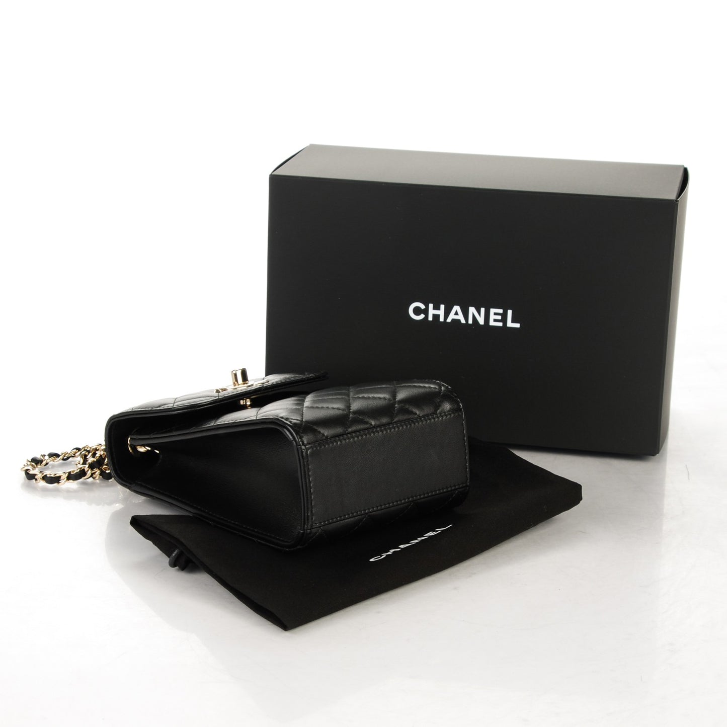 Lambskin Quilted Trendy CC Phone Holder Black