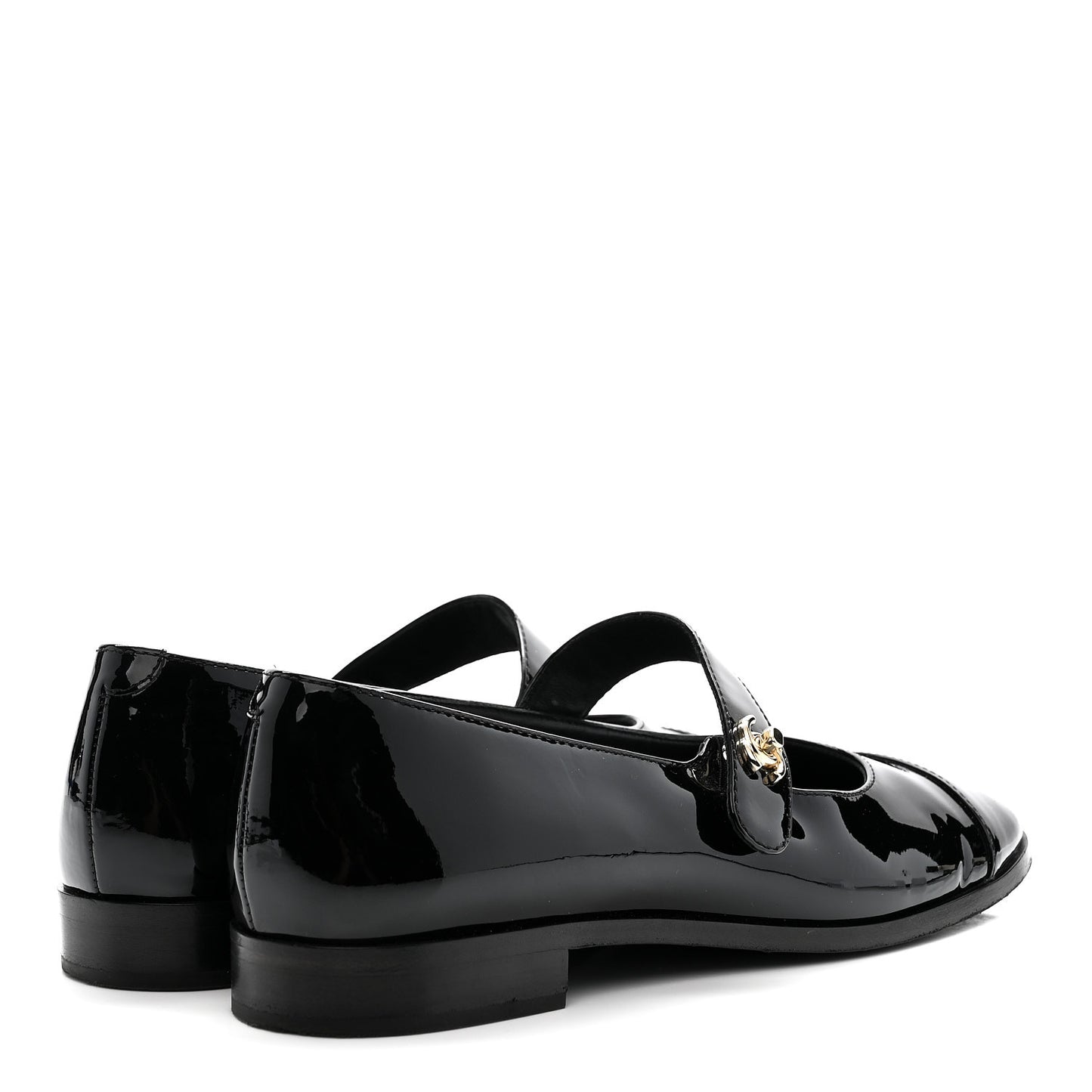 Patent Calfskin Mary Janes Flats 39 Black