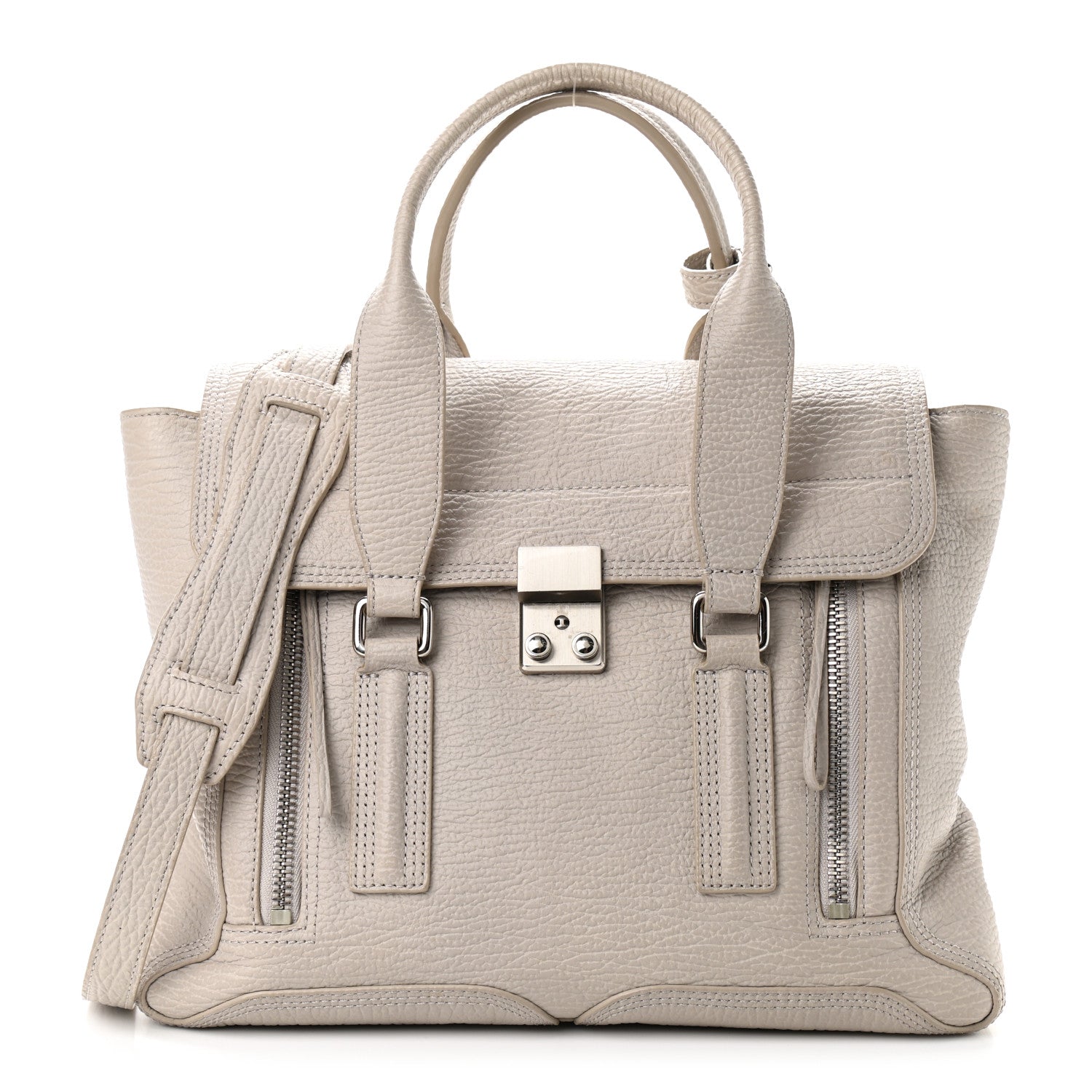 3.1 Phillip Lim Textured Calfskin Medium Pashli Satchel Feather 1 of 17
