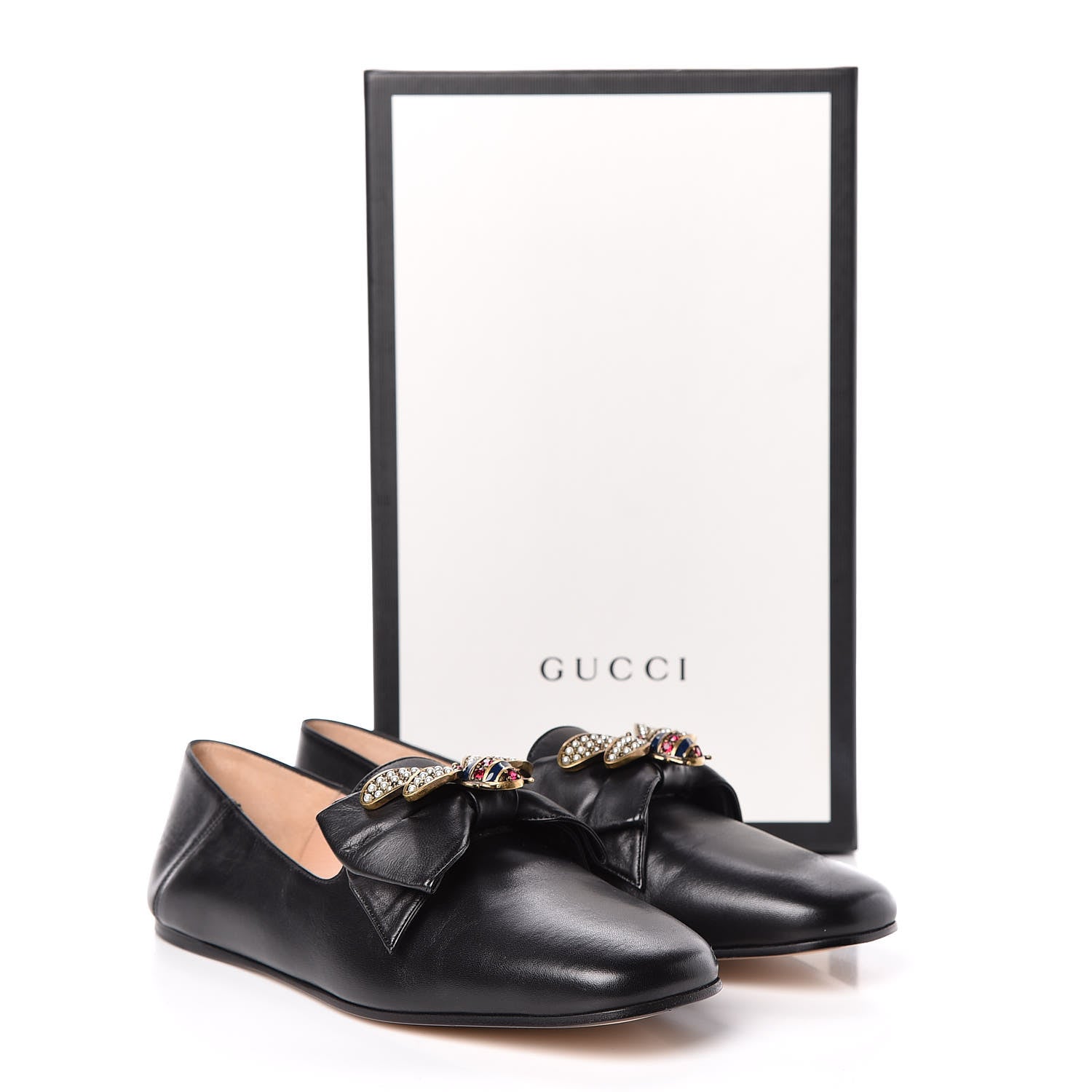 Gucci Calfskin Bow Ballet Flats 38.5 Black 9 of 9