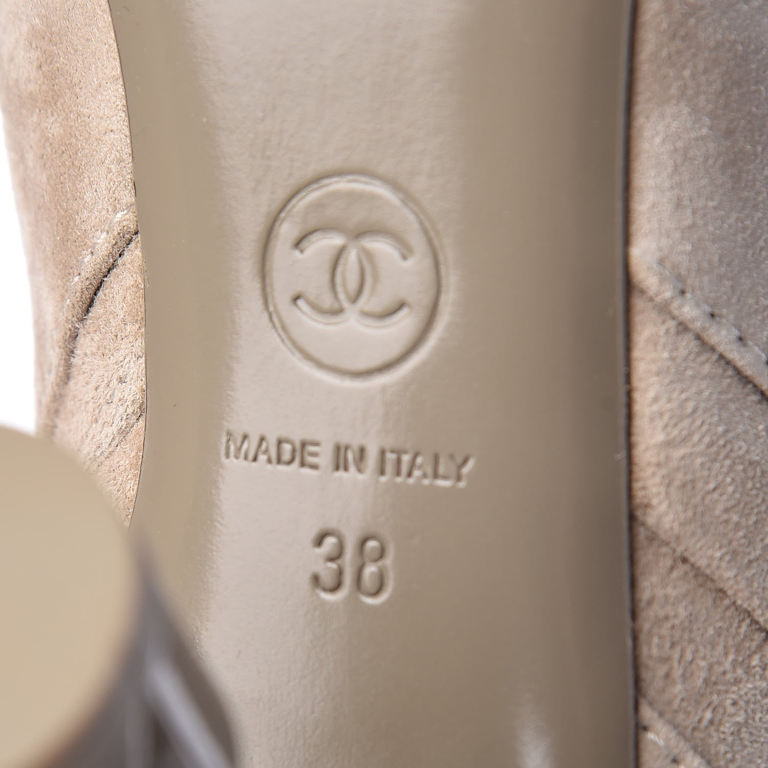 Chanel Suede Calfskin High Boots 38 Light Beige 7 of 10