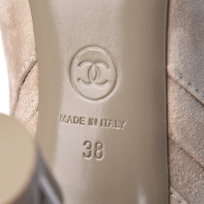 Chanel Suede Calfskin High Boots 38 Light Beige 7 of 10