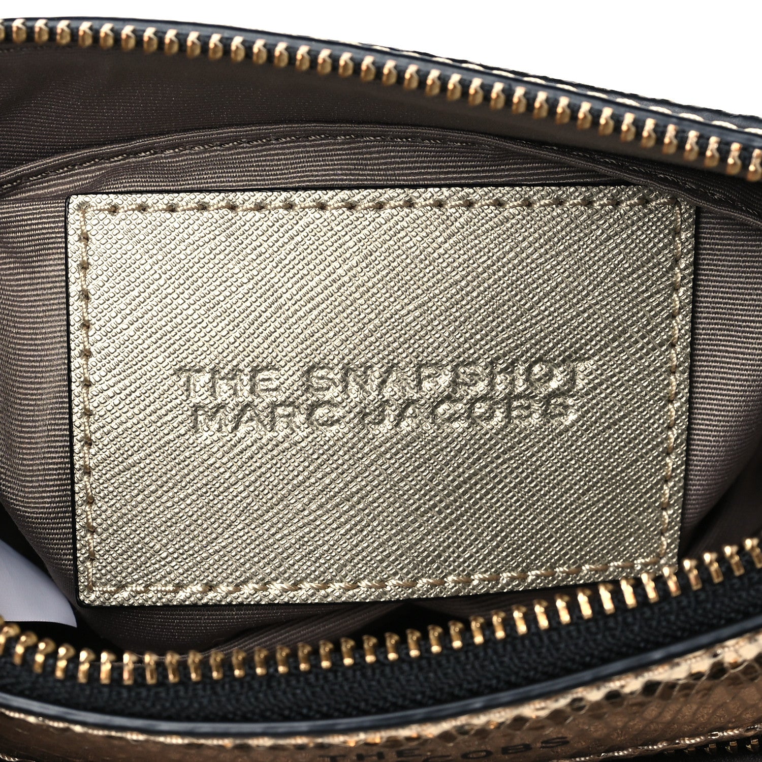 Marc Jacobs Metallic Sequin Snake Embossed Calfskin Stripe Snapshot Camera Bag Gold 6 of 10