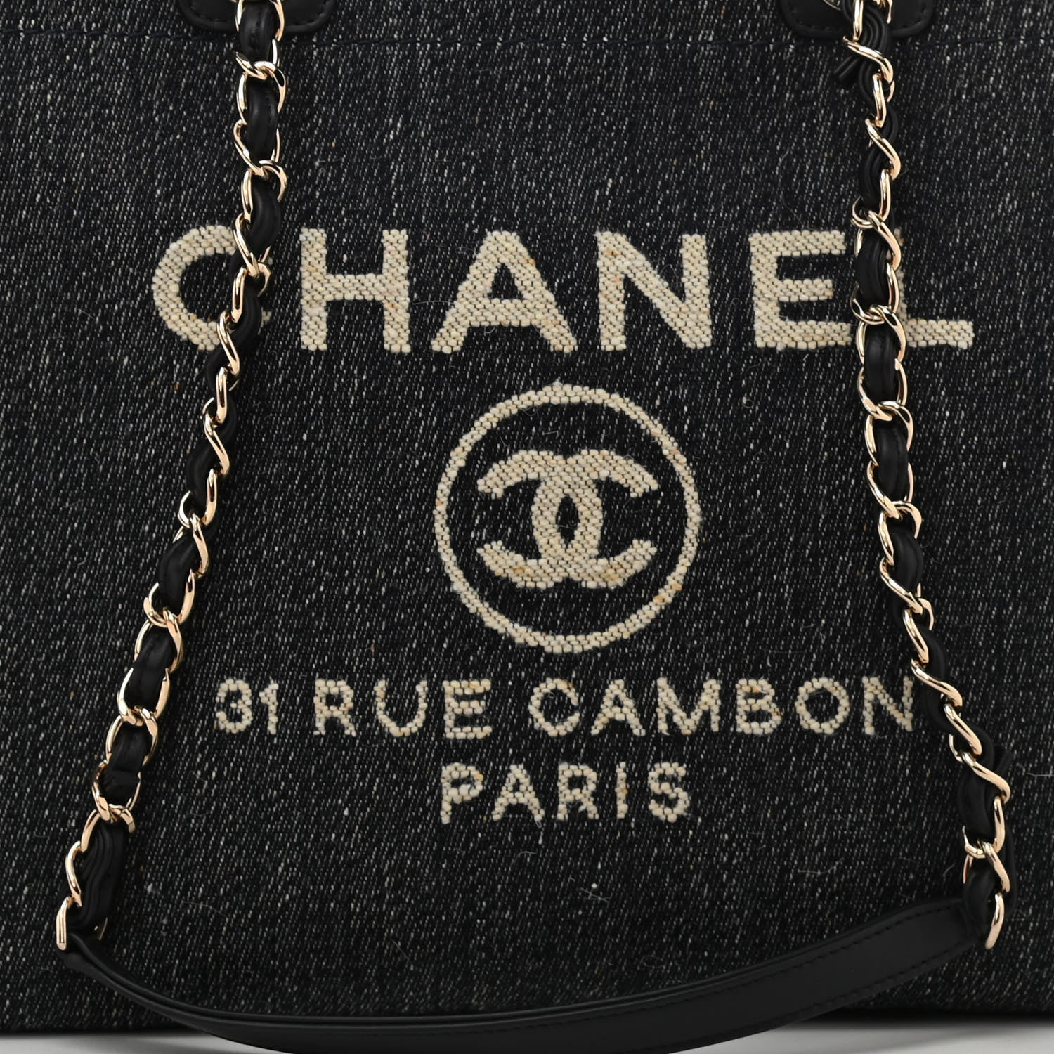 Chanel Denim Medium Deauville Tote Dark Blue White 9 of 14