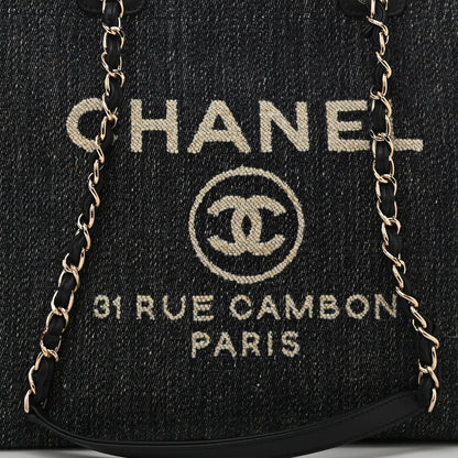 Chanel Denim Medium Deauville Tote Dark Blue White 9 of 14