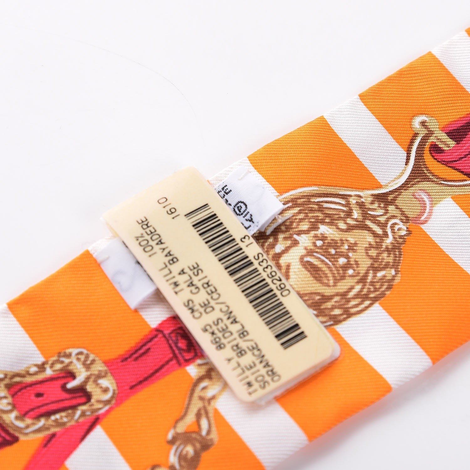 Hermes Silk Brides de Gala Bayaderes Twilly Orange Blanc Cherry 5 of 6