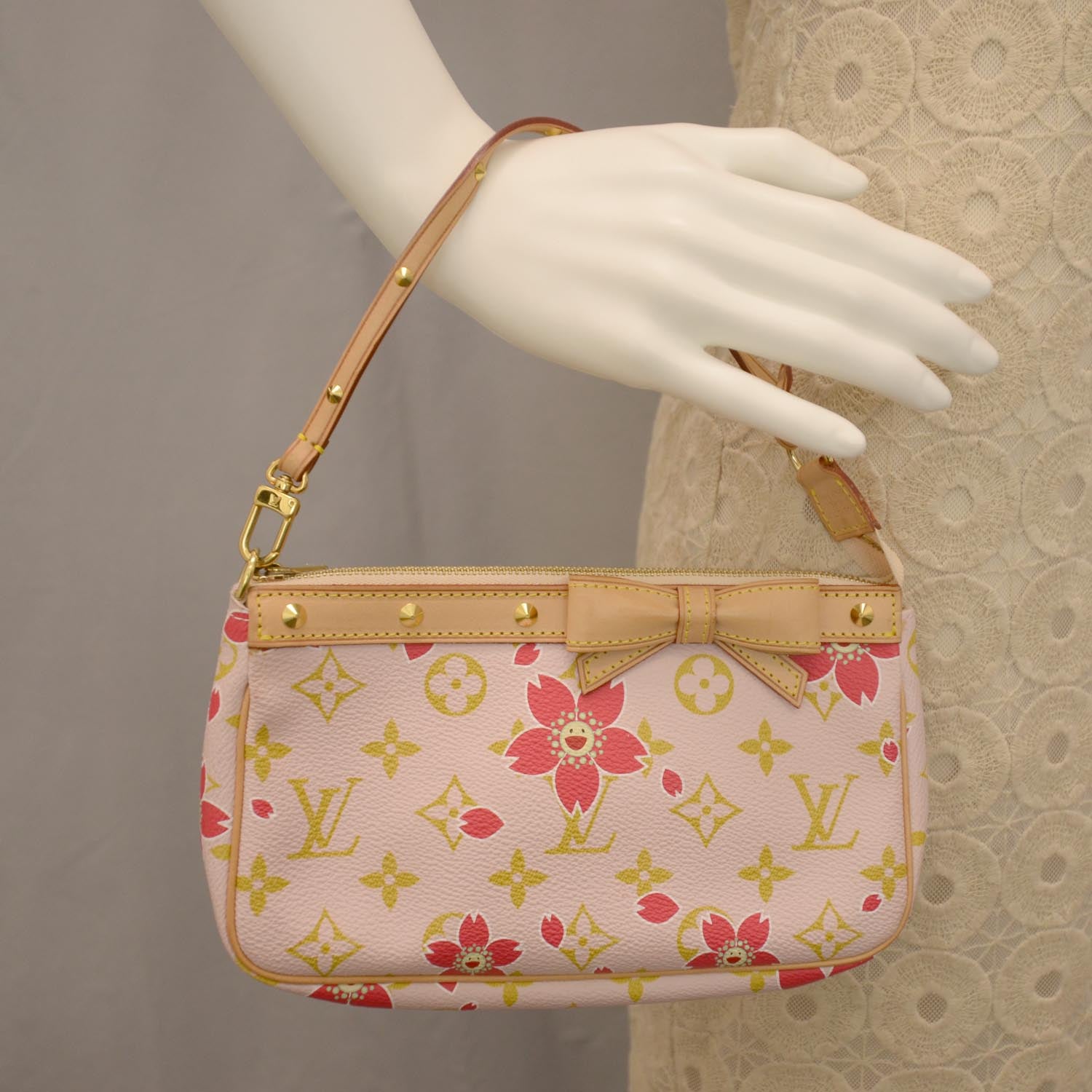 Louis Vuitton Monogram Cherry Blossom Pochette Accessories Red 2 of 8