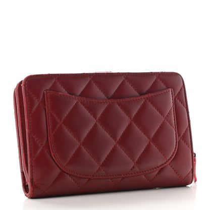 Chanel Lambskin Quilted Zipped Pocket Wallet Red 3 of 13