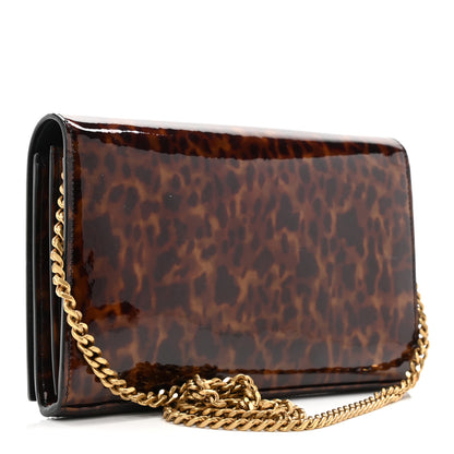 Saint Laurent Patent Monogram Chain Wallet Tortoiseshell 3 of 12