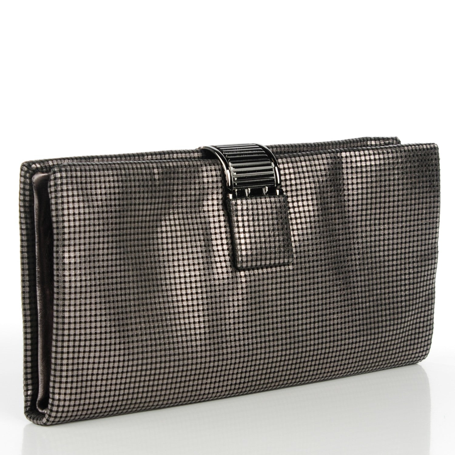 Chanel Perforated Lambskin CC Clutch Metallic Dark Grey 3 of 7