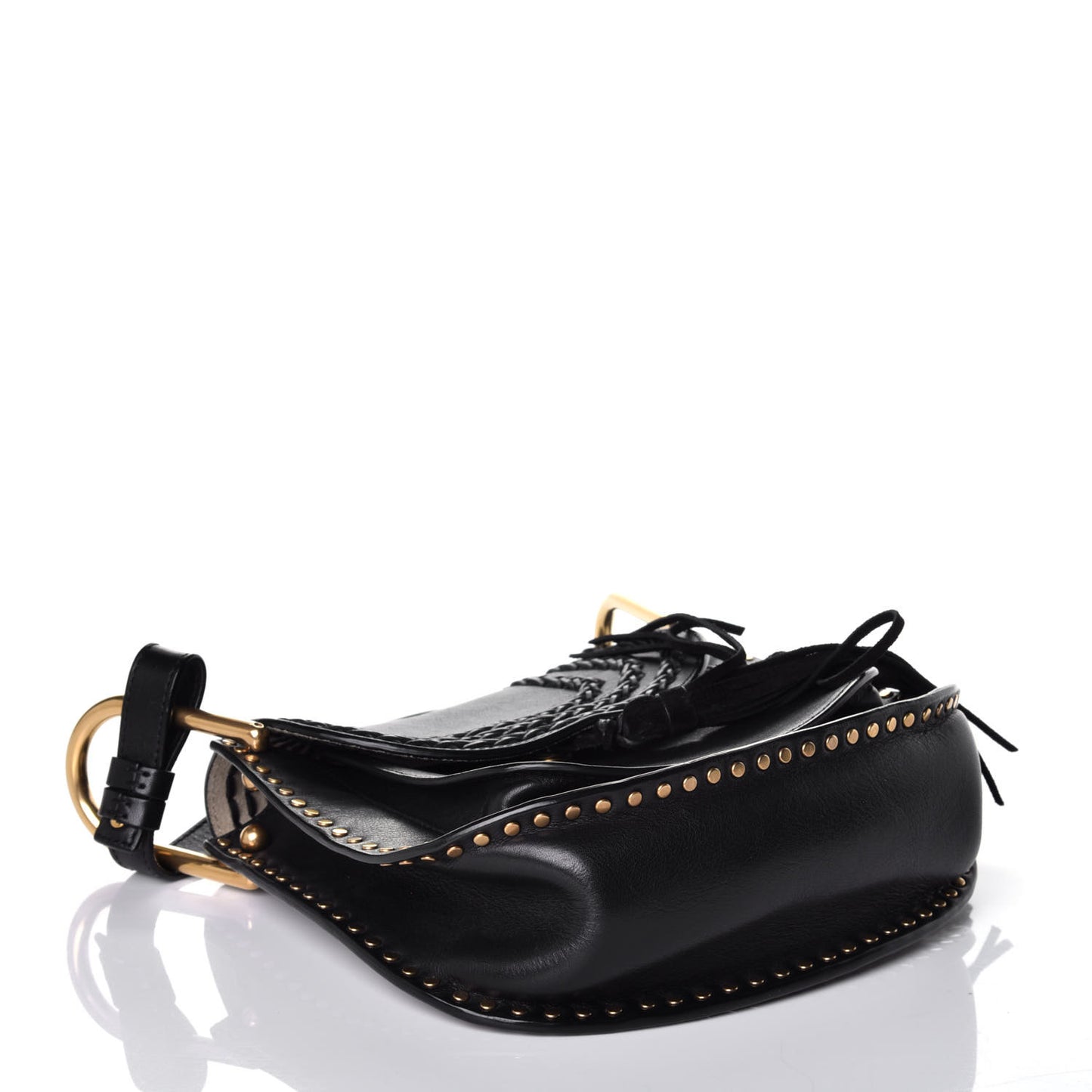 Calfskin Braided Small Hudson Shoulder Bag Black