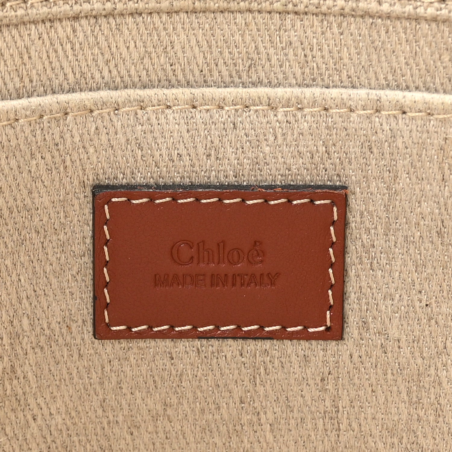 Chloe Linen Calfskin Medium Woody Ribbon Tote White Brown 6 of 9