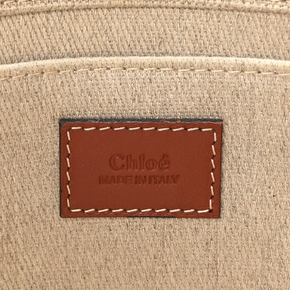 Chloe Linen Calfskin Medium Woody Ribbon Tote White Brown 6 of 9