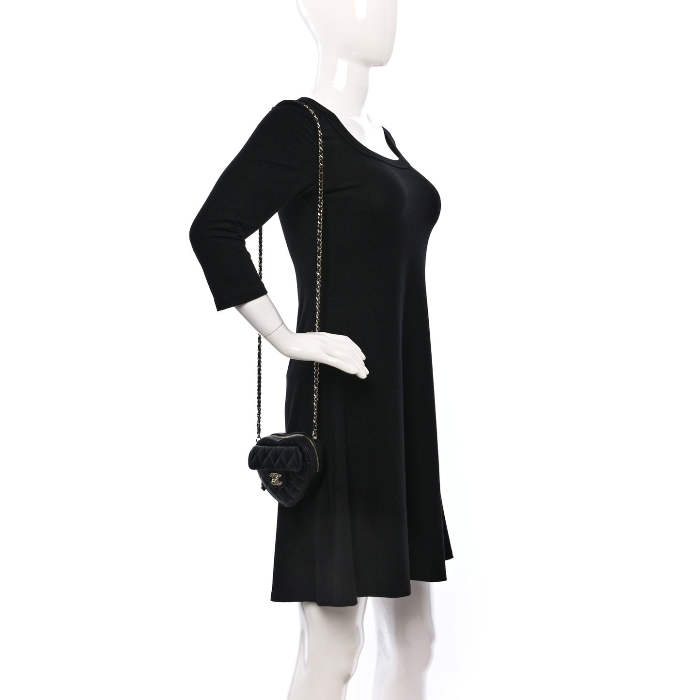 Lambskin Quilted CC In Love Heart Clutch With Chain Black