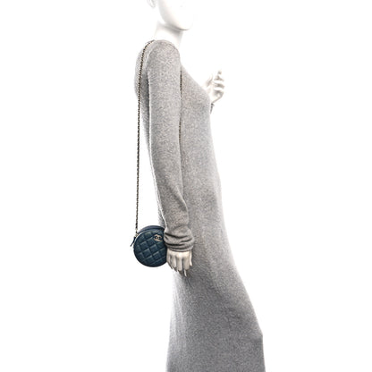 Chanel Iridescent Caviar Quilted Round Clutch With Chain Blue 2 of 10