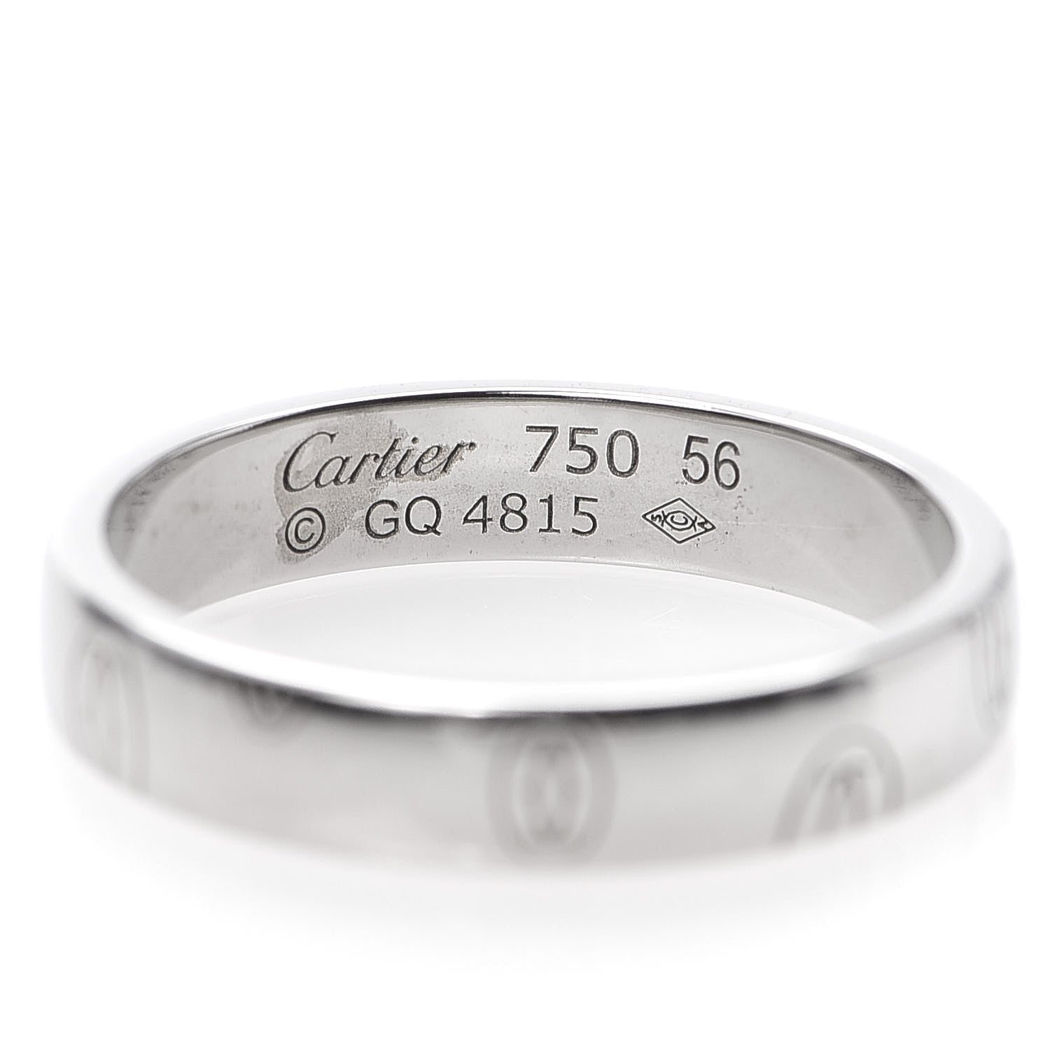 Cartier 18K White Gold 4mm Happy Birthday Band Ring 56 7.5 4 of 4