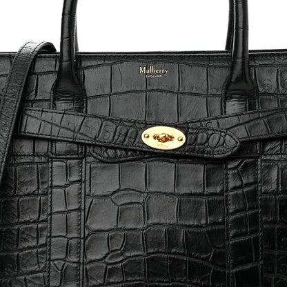 Mulberry Crocodile Embossed Calfskin Small Zipped Bayswater Black 7 of 9