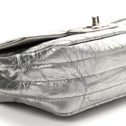 Chanel Patent Metallic Crumpled Calfskin Chevron Quilted Mini Rectangular Flap Silver 8 of 14