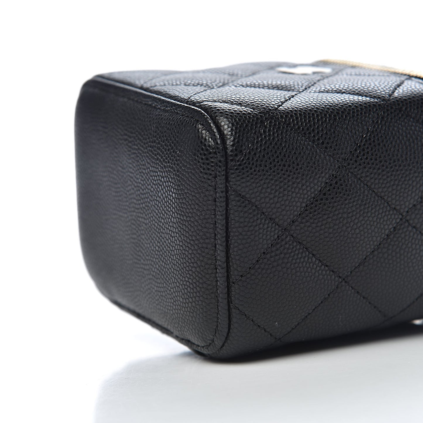 Caviar Quilted Mini Vanity Case With Chain Black