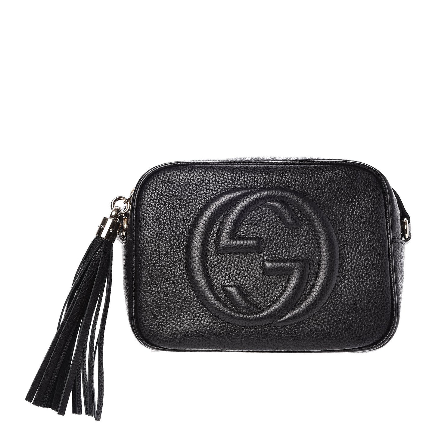 Pebbled Calfskin Small Soho Disco Bag Black
