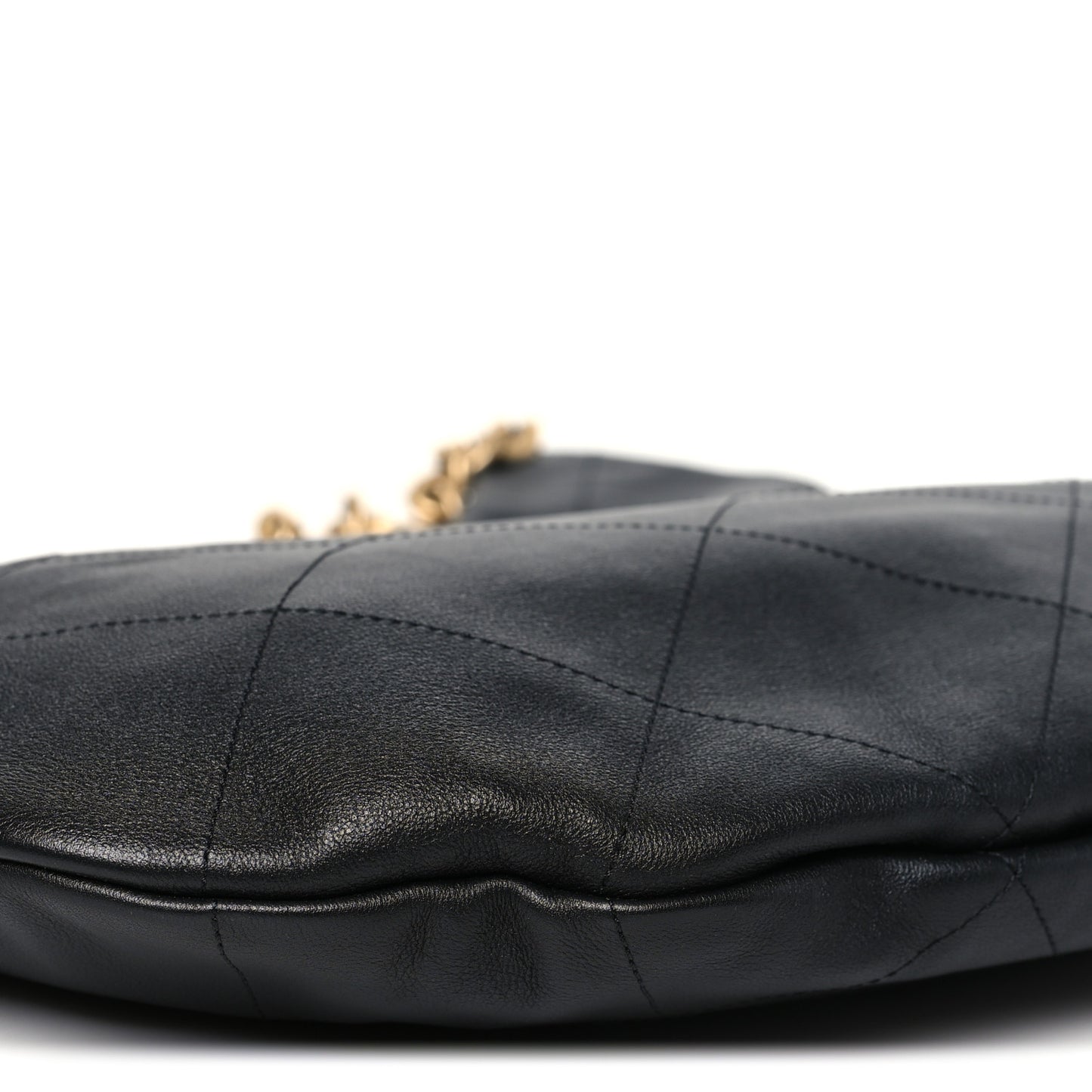 Calfskin Quilted Maxi Chain Hobo Black