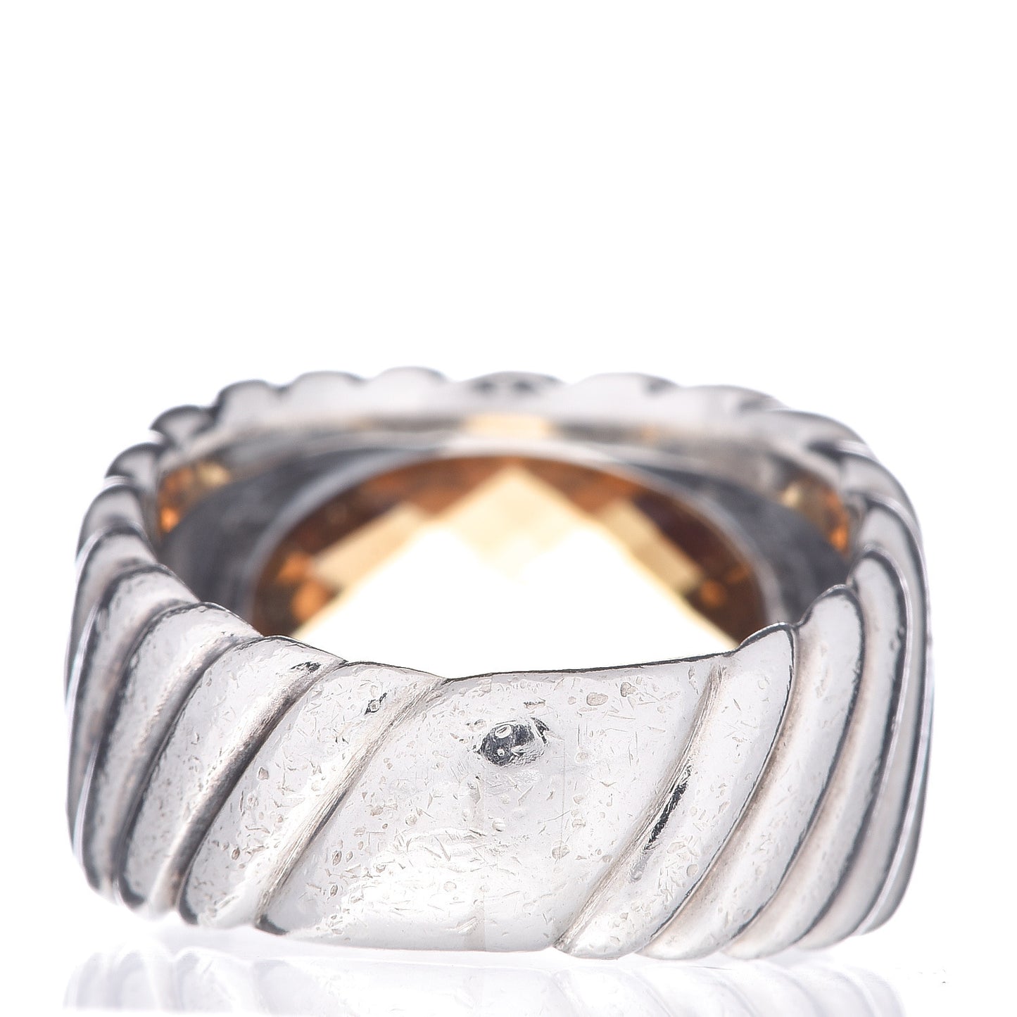 Sterling Silver 18K Yellow Gold Citrine Oval Cable Ring 53 6.5