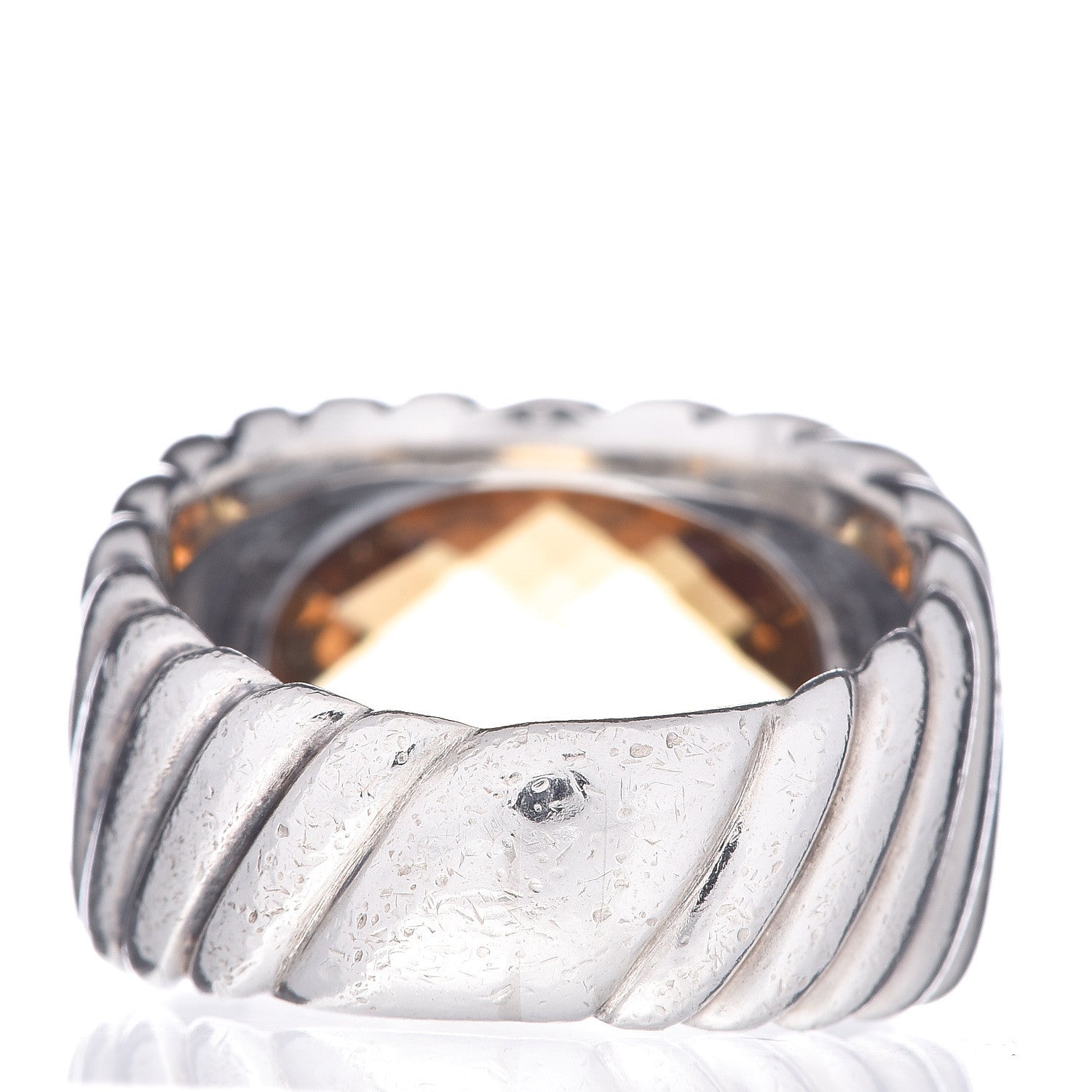 David Yurman Sterling Silver 18K Yellow Gold Citrine Oval Cable Ring 53 6.5 4 of 5