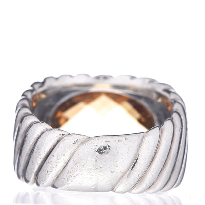 David Yurman Sterling Silver 18K Yellow Gold Citrine Oval Cable Ring 53 6.5 4 of 5