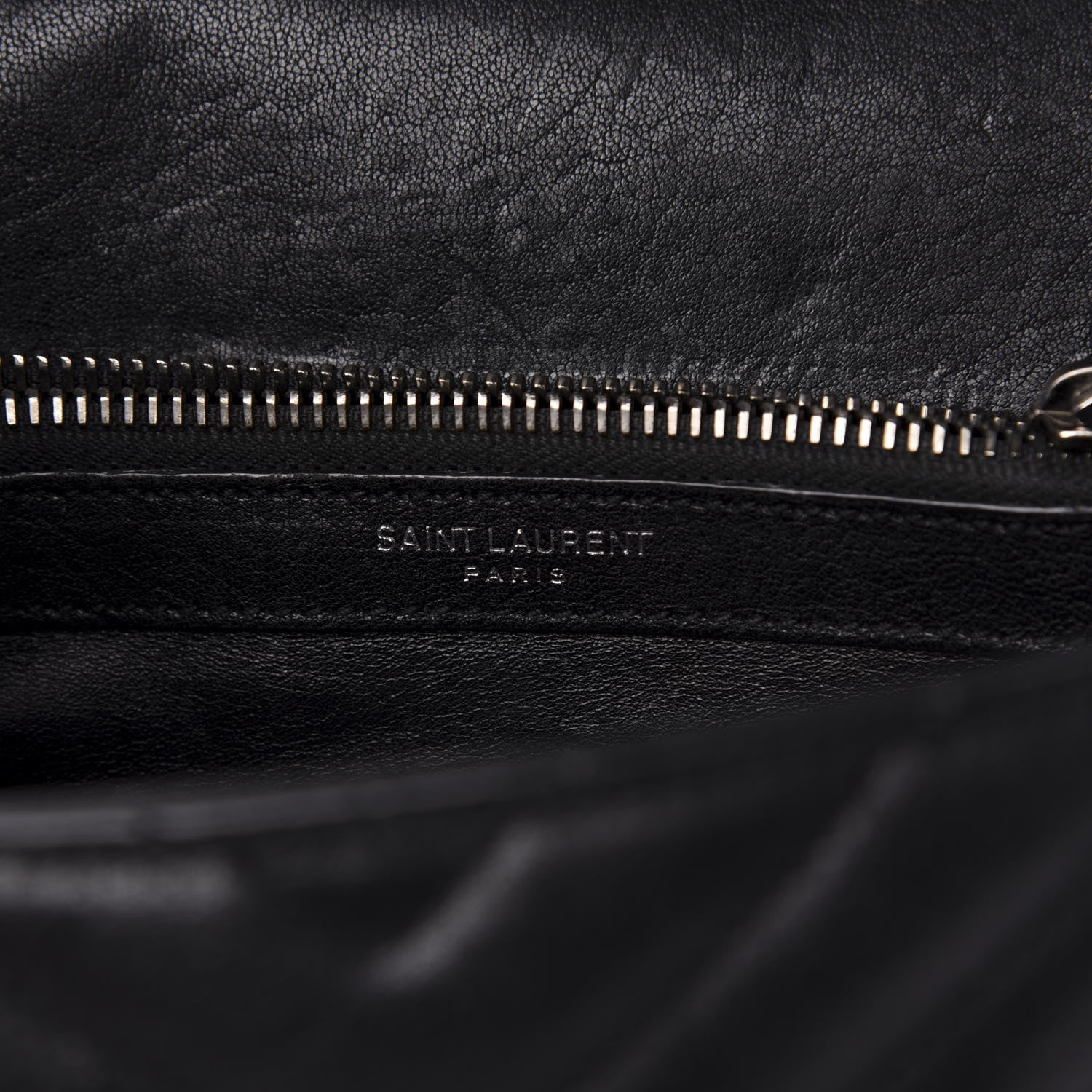Saint Laurent Sheepskin Matelasse Chevron Monogram Medium College Bag Black 8 of 16