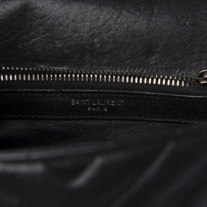 Saint Laurent Sheepskin Matelasse Chevron Monogram Medium College Bag Black 8 of 16
